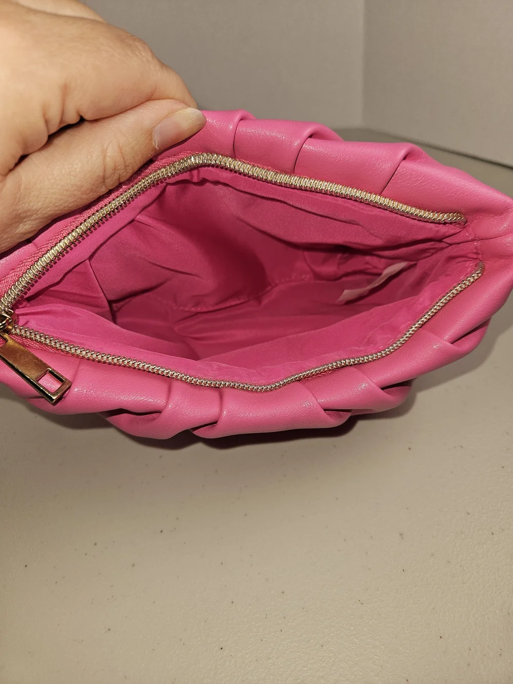 Elizabeth Arden Bright Pink Ruched Cosmetic Clutch